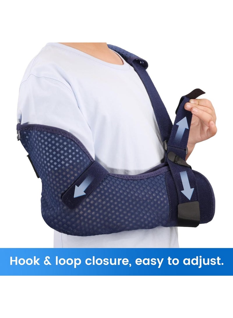 Kids Arm Sling with Waist Strap - Breathable Mesh Shoulder Support for Children, Adjustable Immobilizer Brace for Left Arm (Blue, Left, XS: Bust 22.5″-26″) - Image 3